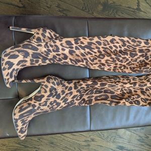 Cheetah print thigh high boots